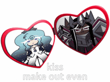 a picture of a girl and a knight with the words kiss make out even below them