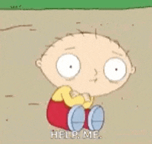 a cartoon character from family guy is sitting on the ground .