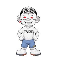 a cartoon character is wearing a type shirt