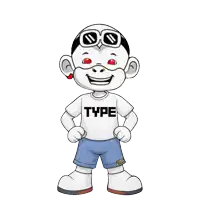 a cartoon character is wearing a type shirt