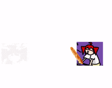 a cartoon of a girl holding a gun and a cartoon of a girl holding a baguette