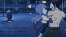 a man and a woman are standing next to each other in a cartoon