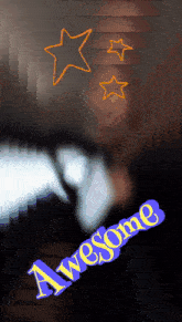 the word awesome is displayed on a dark background