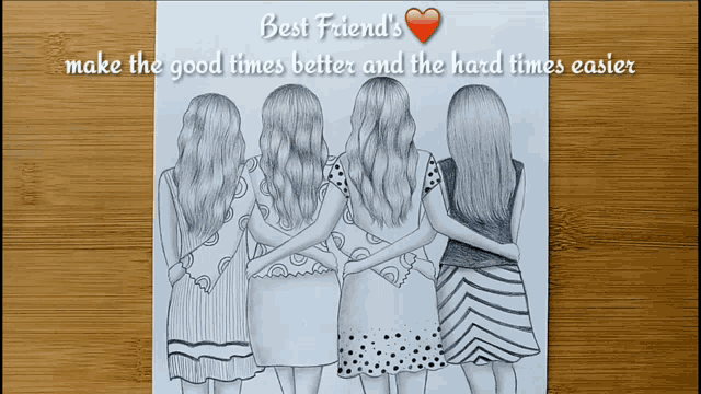 Best Friends Happy Women Girls Line Arts Style Hand Drawn Illustration  Colorless Royalty Free SVG, Cliparts, Vectors, and Stock Illustration.  Image 180537634.
