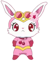 a cartoon of a bunny wearing a pink costume