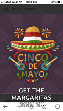 a phone screen shows a sombrero with the words cinco de mayo on it