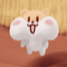 a stuffed animal with a big smile on its face .