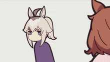 a cartoon drawing of a girl and a horse with question marks around them