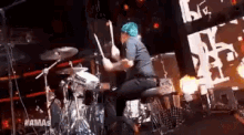 Green Day Performance GIF - Green Day Drumming Am As Live GIFs