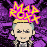 a cartoon drawing of a man with a crown on his head and the word rock