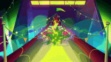 a colorful cartoon drawing of a christmas tree