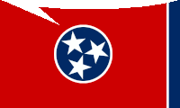a red white and blue flag with three white stars in a circle