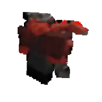 a pixel art drawing of a red monster with a crown on its head