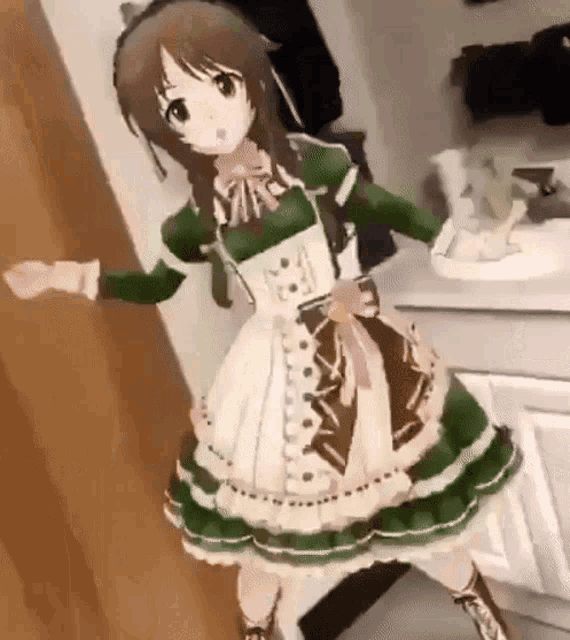 anime girl green dress