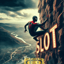 a poster of a spider man climbing a wall that says slot on it