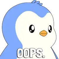 a cartoon of a penguin with the word oops on it