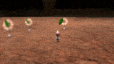 a video game character is standing in the dirt next to a plant