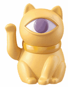 maneki neko cyclop waving cute yellow
