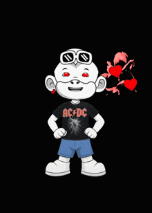 a cartoon character wearing an ac dc t-shirt