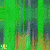 a group of cartoon characters are dancing in front of a green screen that says aka march on it