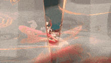 a girl in a red dress is holding a sword in a video game