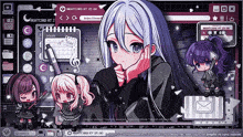 a screen shows a girl with long white hair and the words nightcord at 25.00