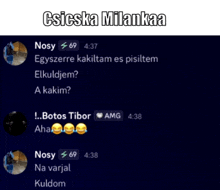 a screenshot of a conversation between nosy 69 and botos tibor