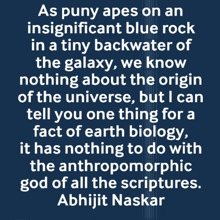 a quote by abhijit naskar is displayed on a dark blue background