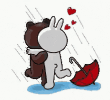 Brown And Cony Love GIF - Brown And Cony Love Rain GIFs