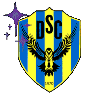 a blue and yellow striped shield with an eagle and the words dsc 1970 on it
