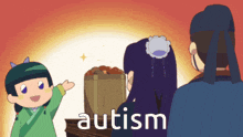 the word autism that is on a cartoon image