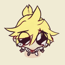 a cartoon drawing of a boy with yellow hair and sunglasses