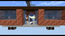 a person in a minecraft game is walking through a building