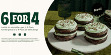 a sign that says 6 for 4 on it with a picture of desserts