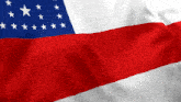 a red white and blue flag with white stars