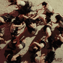 a group of women are dancing in a circle and the letters ms are on the bottom right