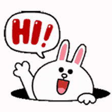 hi bunny smile happy waving