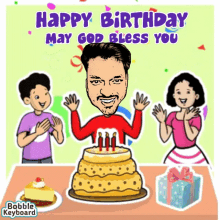 Happy Birthday May God Bless You GIF - Happy Birthday May God Bless You Cake GIFs