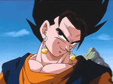 a close up of a cartoon character with earrings on his ears