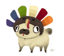 Turkey Hat Pug GIF