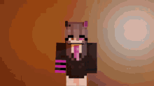 a girl in a minecraft skin with purple ears