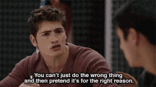 Gregg Sulkin: You Can'T Just Do The Wrong Thing And Then Pretend It'S For The Right Reason GIF - Greggsulkin Doingthewrongthing GIFs