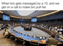 when bro gets messaged by a 10 , and we get on a call to make bro pull her . made with mematic