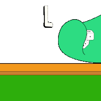 a cartoon drawing of a green hand holding three dice on a table .