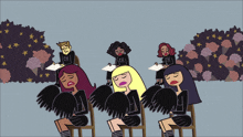a cartoon of a group of girls wearing shirts that say ich