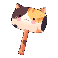 a cartoon drawing of a cat hammer with the letter v on its face