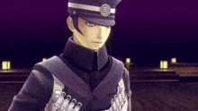 a man in a military uniform has a badge on his hat that says ' a ' on it