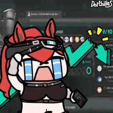 a cartoon drawing of a cat holding a gun with the name darthilles on it