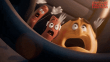 a sausage party advertisement with a surprised face on it