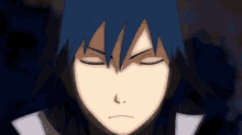 a close up of a cartoon character with his eyes closed